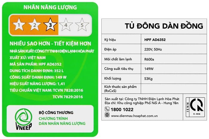 Tủ đông Hòa Phát 352 Lít HPF AD6352